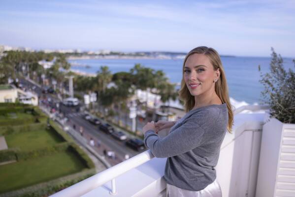 Director Scarlett Johansson poses for a portrait photograph for the film 'Eleanor the Great' at the 78th international film festival, Cannes, southern France, Wednesday, May 21, 2025. (Photo by Joel C Ryan/Invision/AP)