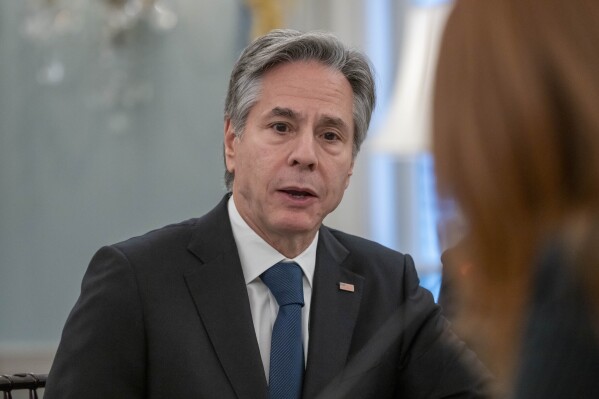 Secretary of State Antony Blinken speaks during a meeting with human rights leaders at the State Department, Thursday, Dec. 7, 2023 in Washington. (AP Photo/Alex Brandon)