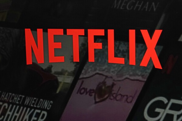 File - The Netflix logo is shown in this photo from the company's website, in New York, Feb. 2, 2023. Netflix reports earnings on Tuesday, January 23, 2024. (AP Photo/Richard Drew, File)