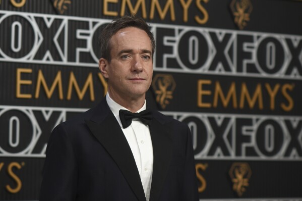 Matthew Macfadyen arrives at the 75th Primetime Emmy Awards on Monday, Jan. 15, 2024, at the Peacock Theatre in Los Angeles. (Photo by Richard Shotwell/Invision/AP)