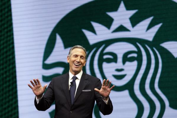 FILE - Starbucks CEO Howard Schultz speaks at the Starbucks annual shareholders meeting on March 22, 2017, in Seattle. Sen. Bernie Sanders is raising the stakes in his effort to get Schultz to testify at a Senate hearing about an ongoing unionization effort at the company, saying the Senate Labor Committee will vote March 8, 2023, on whether to issue a subpoena to Schultz. (AP Photo/Elaine Thompson, File)