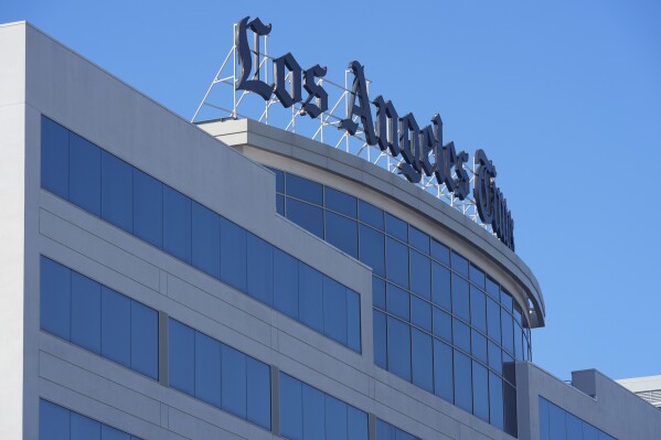 The Los Angeles Times newspaper headquarters is located in El Segundo, Calif., Tuesday, Jan. 23, 2024. The Los Angeles Times plans to lay off 94 newsroom employees starting Tuesday, according to the head of the journalists' union who said the number, while substantial, is less than feared. (APPhoto/Damian Dovarganes)