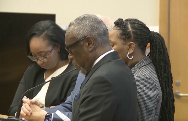 In this frame grab from video provided by WBMA, Carlee Russell, right, addresses the court, Thursday, March 21, 2024, in Birmingham, Ala. Russell, who claimed she was abducted after stopping her car to check on a wandering toddler pleaded guilty to charges of giving false information to law enforcement. She was given a six-month suspended sentence, meaning she will serve no jail time. (WBMA via AP)