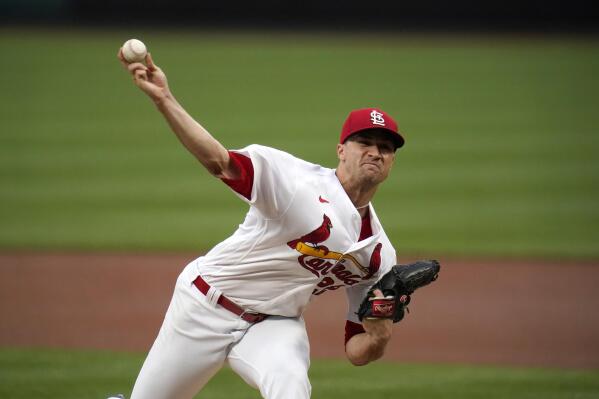 St. Louis Cardinals starting pitcher Jack Flaherty throws during the second inning of a baseball game against the Pittsburgh Pirates Wednesday, May 19, 2021, in St. Louis. (AP Photo/Jeff Roberson)