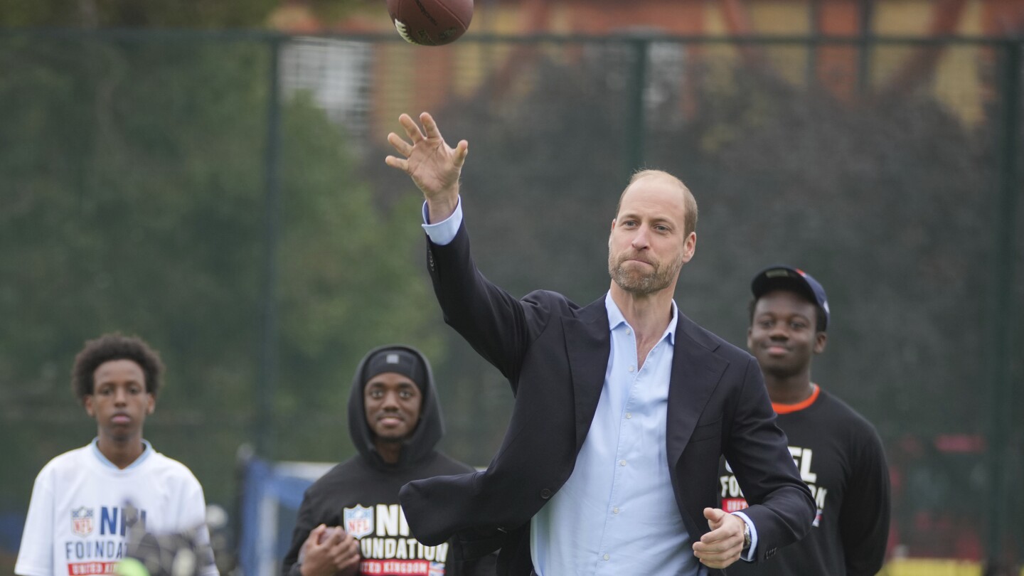 Royal arm: Prince William tries his hand at flag football in NFL event with kids in London