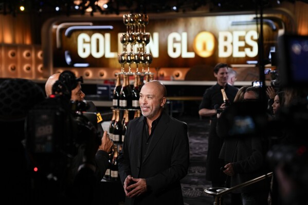 Jo Koy speaks to reporters during the Golden Globe Awards Press Preview at the Beverly Hilton on Thursday, Jan. 4, 2024, in Beverly Hills, Calif. (AP Photo/Ashley Landis)