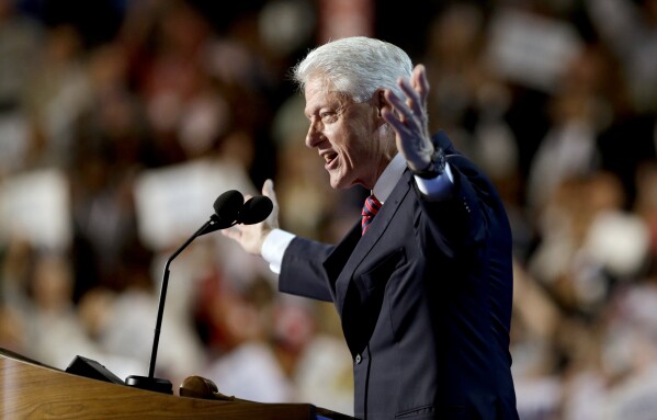 FILE - Former President Bill Clinton addresses the Democratic National Convention in Charlotte, N.C., on Sept. 5, 2012. (AP Photo/David Goldman, file)