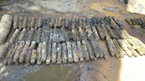 This undated photo released by the Malaysian Maritime Enforcement Agency (MMEA) on Tuesday, May 30, 2023, shows artillery shells on a Chinese-registered vessel detained by the Malaysian Maritime Enforcement Agency (MMEA) in the waters of east Johor. Malaysia’s maritime agency says a detained Chinese barge likely plundered two World War II British shipwrecks in the South China Sea after discovering another 100 old artillery shells on it. Malaysian media reported that illegal salvage operators are believed to have targeted the HMS Repulse and HMS Prince of Wales, which were sunk in 1941 by Japanese torpedoes. (Malaysian Maritime Enforcement Agency via AP)