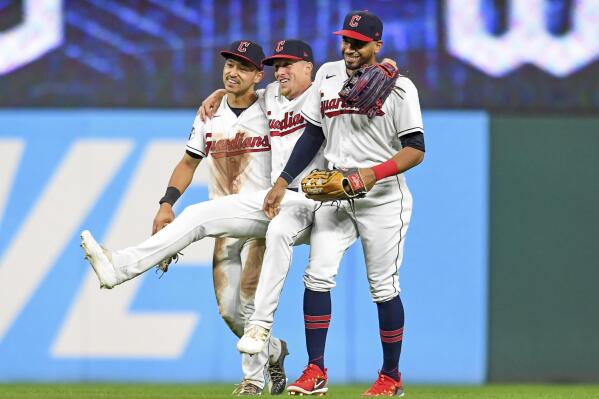 Oscar Gonzalez & Ernie Clement celebrate Cleveland Guardians' comeback win  vs. Minnesota Twins 