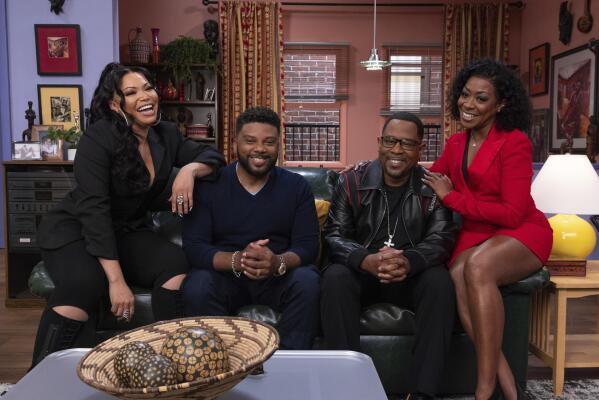 Tisha Campbell, Carl Anthony Payne II, Martin Lawrence, and Tichina Arnold, members of the cast of the television series "Martin," pose for a portrait during a reunion special on Saturday, Feb. 19, 2022, at Sunset Bronson Studios in Los Angeles. (Photo by Mark Von Holden/Invision/AP)
