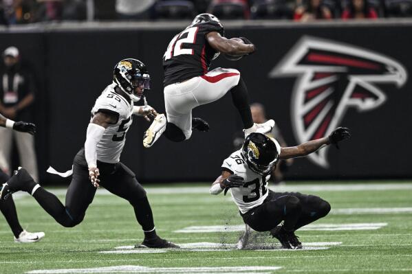 Atlanta Falcons running back Qadree Ollison (30) on the sideline