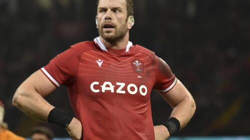 FILE - Wales' Alun Wyn Jones looks on during the rugby union international match between Wales and Australia at the Principality Stadium in Cardiff, Wales, Saturday, Nov. 26, 2022. Wales greats Jones and Justin Tipuric have stunned the rugby world by announcing their international retirements. The shocking decisions on Friday came less than four months before the Rugby World Cup in France. Jones has the most test caps in the world, 170. Tipuric has 94. (AP Photo/Rui Vieira, File)