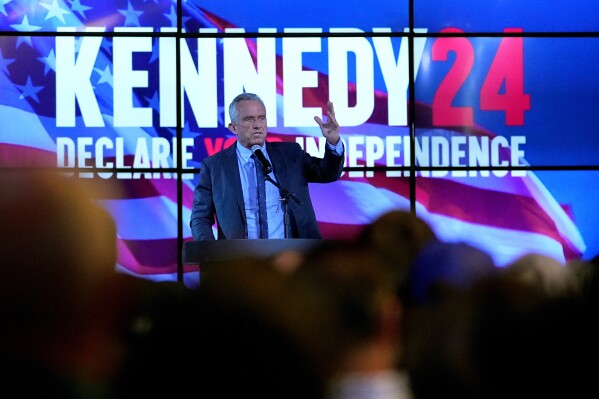 Independent presidential candidate Robert F. Kennedy Jr. speaks at a voter rally, Wednesday, Dec. 20, 2023, in Phoenix. (AP Photo/Matt York)