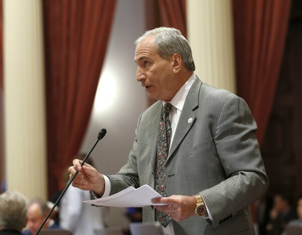 
              State Sen. Jeff Stone, R-Temecula, addresses the state Senate, Monday, May 20, 2019, in Sacramento, Calif. Stone is among those Republicans opposing proposals by Gov. Gavin Newsom and Sen. Maria Elena Durazo, D-Los Angeles, to expand California's Medicaid program, known as Medi-Cal to undocumented immigrants. If approved, Newsom's plan would offer government-funded health care benefits to immigrant adults ages 19 to 25 who are living in the country illegally. Durazo has proposed a bill to expand that further to include seniors age 65 and older (AP Photo/Rich Pedroncelli)
            