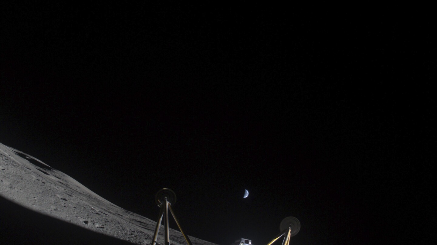 Private lunar lander is declared dead after landing sideways in a crater near the moon's south pole