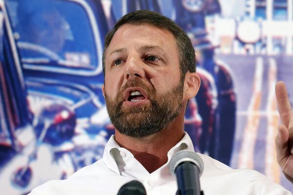 FILE - Senate candidate U.S. Rep. Markwayne Mullin gives his victory speech at his watch party, Aug. 23, 2022, in Tulsa, Okla. (Mike Simons/Tulsa World via AP, File)