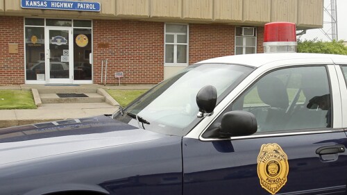 FILE - In this April 5, 2012 photo, A Kansas Highway Patrol retro patrol car is parked outside their headquarters in Wichita, Kan. A federal judge has found that a Kansas Highway Patrol practice known as the “Kansas Two-Step” violates motorists' constitutional protections against unreasonable searches and targets motorists traveling from states where marijuana is legal. Senior U.S. District Judge Kathryn Vratil also notified the patrol in her ruling Friday, July 21, 2023, that she is ready to impose changes in its policing practices. (Fernando Salazar/The Wichita Eagle via AP)