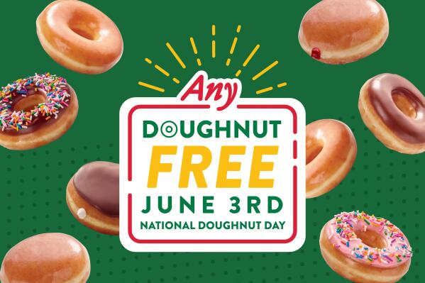 Guests receive a FREE Doughnut of Choice on June 3, plus FREE Original Glazed doughnuts during Hot Light hours throughout summer, and ‘Beat the Pump’ dozens return each Wednesday through Labor Day! (Graphic: Business Wire)