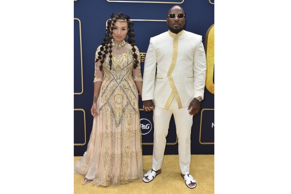 FILE - Jeannie Mai Jenkins and Jeezy appear at the Gold House Gala in Los Angeles on May 21, 2022. Jeezy has filed for divorce from TV personality Jeannie Mai after two years of marriage. (Photo by Jordan Strauss/Invision/AP, File)