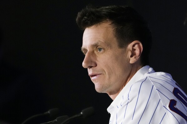 Chicago Cubs new baseball team manager Craig Counsell listens to a question during a press conference in Chicago, Monday, Nov. 13, 2023. (AP Photo/Nam Y. Huh)