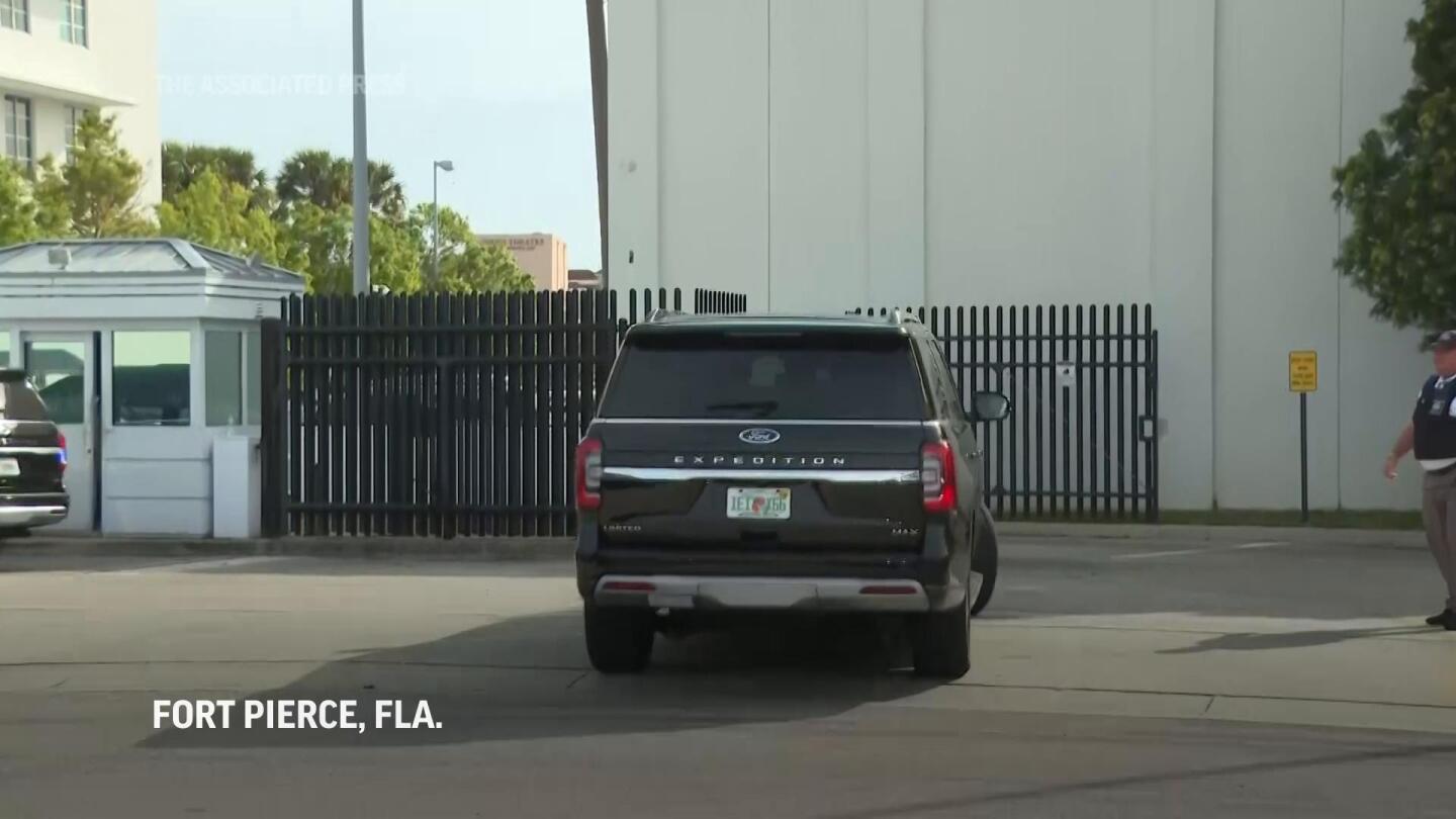 Former President Donald Trump Arrives at Fort Pierce Courthouse for Trial Date Announcement