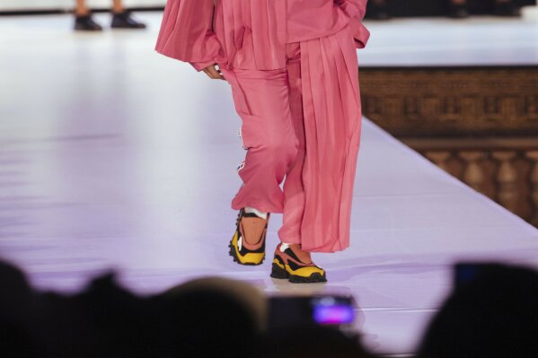 The Pyer Moss collection is modeled during Fashion Week, Sunday, Sept. 8, 2019 in New York. (AP Photo/Kevin Hagen)