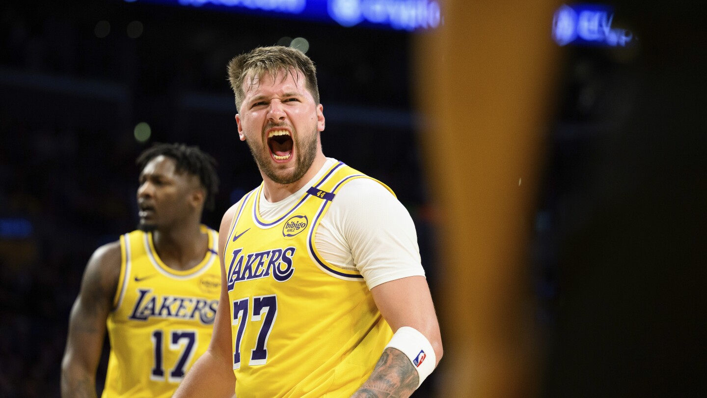 Luka Doncic frustrated by his rough shooting game, but the Lakers believe he'll find his rhythm soon | AP News