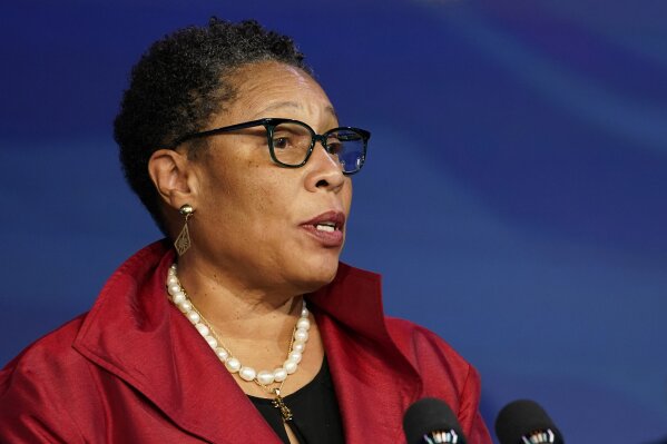 FILE - In this Dec. 11, 2020, file photo President-elect Joe Biden's nominee for Housing and Urban Development Secretary Rep. Marcia Fudge, D-Ohio speaks during an event at The Queen theater in Wilmington, Del. (AP Photo/Susan Walsh, File)