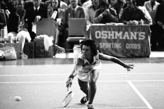 Billie Jean King triumphs in “Battle of the Sexes, September 20, 1973