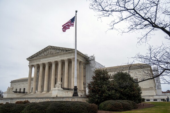 The Supreme Court is photographed Wednesday, Feb. 28, 2024 in Washington. The Supreme Court agreed on Feb. 28, 2024, to decide whether former President Donald Trump can be prosecuted on charges he interfered with the 2020 election and has set a course for a quick resolution.(AP Photo/Jacquelyn Martin)