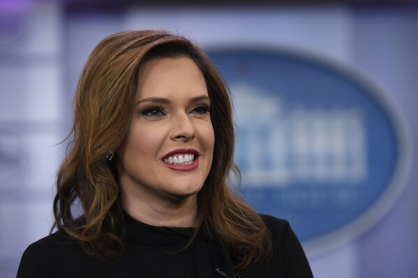 FILE - Inn this Jan. 29, 2019, file photo, Mercedes Schlapp speaks during a television interview in the press briefing room at the White House in Washington. Republican political operatives are recruiting “pro-Trump” doctors to go on television to prescribe reviving the U.S. economy as quickly as possible, without waiting to meet the COVID-19 safety benchmarks proposed by public health experts. The plan was discussed in a May 11 conference call with a senior staffer for the Trump re-election campaign. The idea quickly gained support from Schlapp, a Trump campaign senior adviser. “Those are the types of guys that we should want to get out on TV and radio to help push out the message,” Schlapp said on the call.   (AP Photo/Susan Walsh, File)