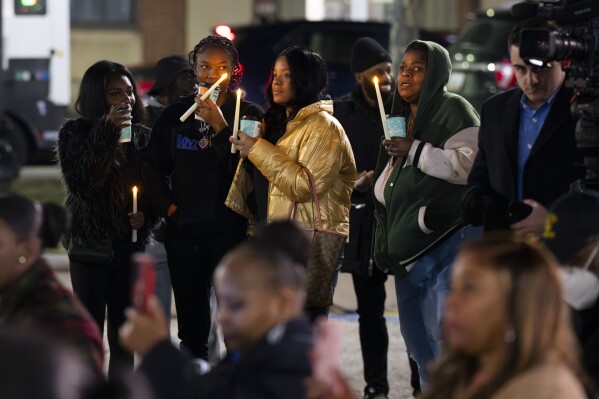 Mayor Brandon Scott hosts a vigil for the homicide victims of 2023 on Wednesday, Jan. 3, 2023 in Baltimore. (Kaitlin Newman /The Baltimore Banner via AP)