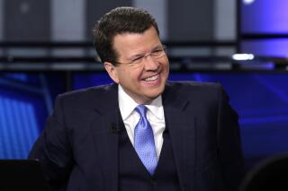 FILE - Anchor Neil Cavuto appears on the set of his "Cavuto: Coast to Coast" program, on the Fox Business Network, in New York on March 9, 2017. Cavuto has returned to work after more than a month following a near-deadly battle with COVID-19. Cavuto, who hosts weekday shows on Fox News Channel and the Fox Business Network, said he was in the intensive care with the coronavirus and pneumonia. (AP Photo/Richard Drew, File)