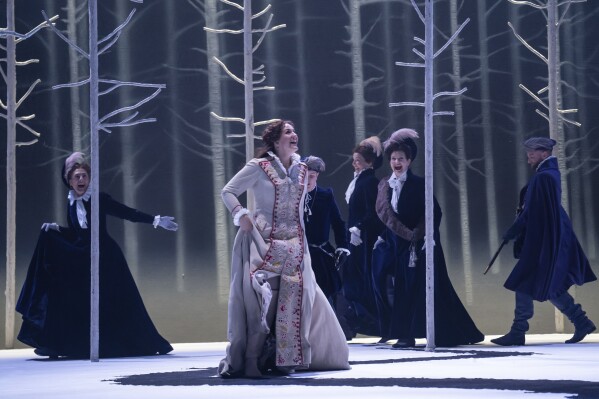 Soprano Lise Davidsen performs as Elisabeth of Valois in Verdi's "Don Carlo" at London's Royal Opera House on June 26, 2023. (Bill Cooper/The Royal Opera via AP)