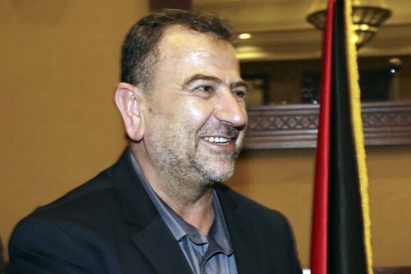 The TV station of Lebanon's Hezbollah group says top Hamas official Saleh Arouri was killed Tuesday, Jan. 2, 2024, in an explosion in a southern Beirut suburb. (Mohammad Austaz/Hamas Media Office via AP, File)