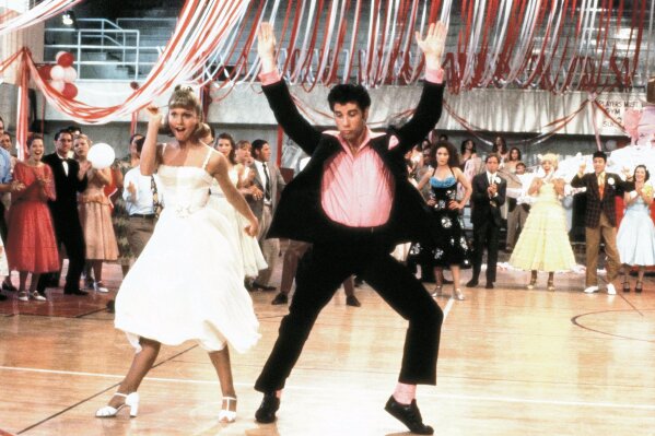 This image released by the Library of Congress shows Olivia Newton John, left, and John Travolta in a scene from the 1978 film "Grease." The film was added to the National Film Registry. (Paramount Pictures-Library of Congress via AP)