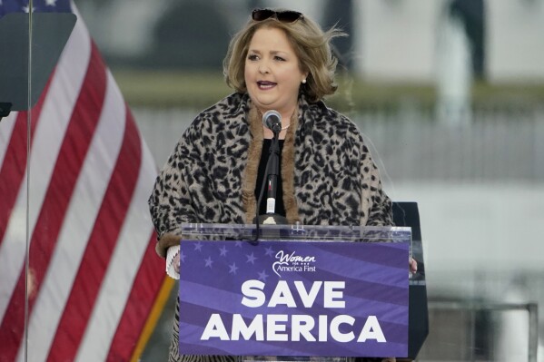 FILE -- In this Jan. 6, 2021 file photo Amy Kremer, founder and chair of Women for America First, speaks in Washington, at a rally in support of President Donald Trump. Kremer, who helped organize the rally that preceded the violent storming of the Capitol building, is running for a seat on the Republican National Committee from Georgia in a party election on Saturday, May 18, 2024. Kremer say the national party hasn't done enough to support Trump and protect his supporters. (AP Photo/Jacquelyn Martin, File)