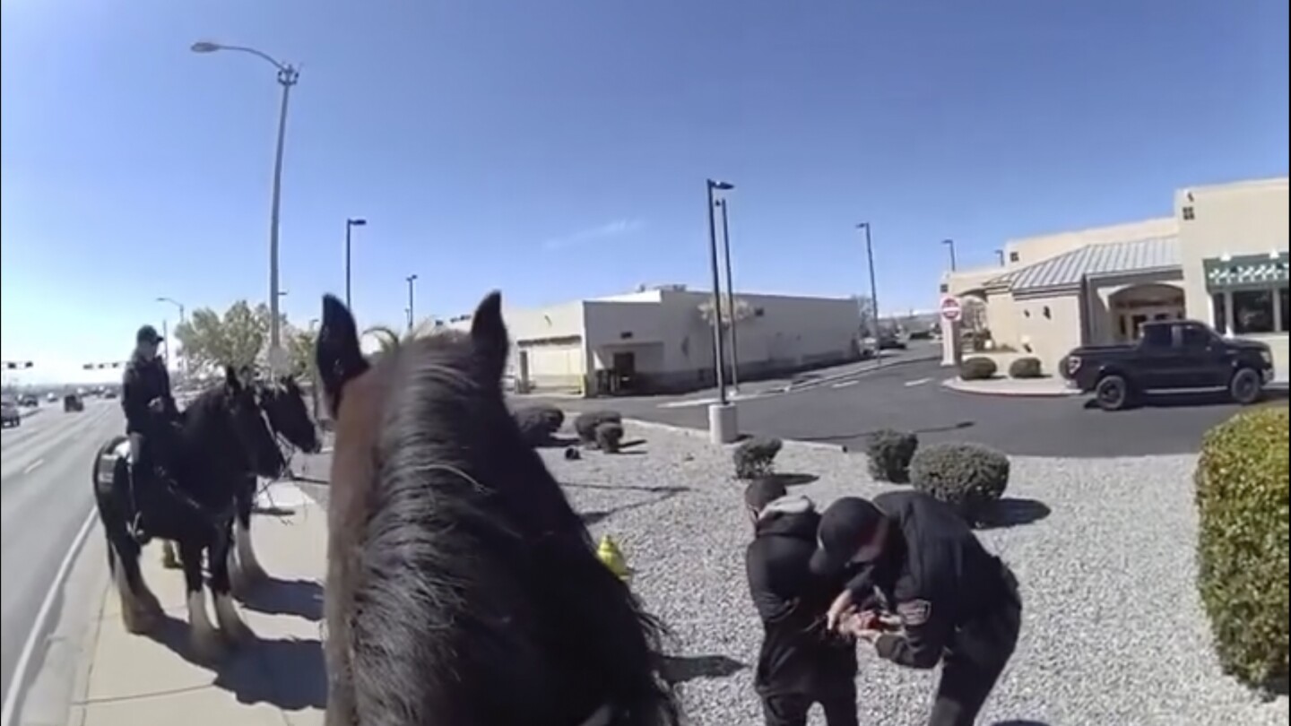 Shoplifter chased by police on horses in New Mexico, video shows