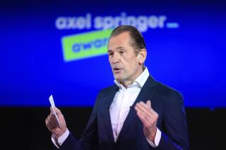 FILE - Mathias Doepfner, CEO of Axel Springer SE, speaks during the opening ceremony of the Axel Springer Award in Berlin, Germany, Thursday, March 18, 2021. The chief executive and co-owner of media company Axel Springer apologized Sunday for making crude remarks about “East Germans” in text messages leaked to a rival newspaper. (Bernd von Jutrczenka/dpa via AP, Pool, File)