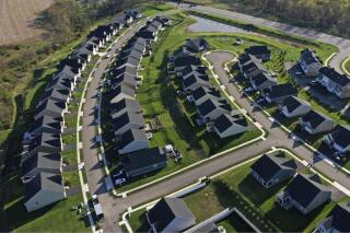 A development of new homes is shown in Middlesex Township, Pa., on Thursday, Apr. 19, 2023. (AP Photo/Gene J. Puskar)