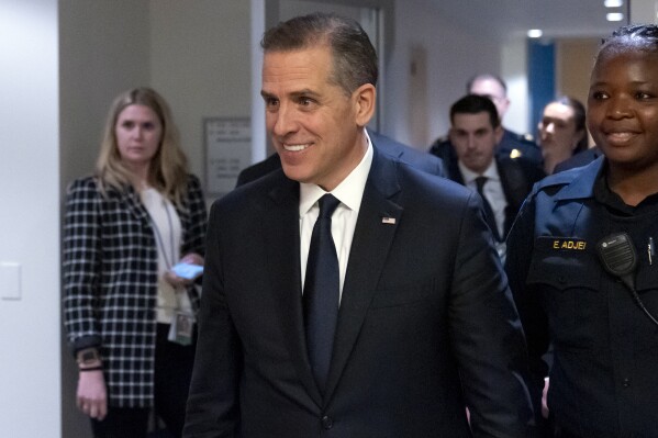 Hunter Biden departs after a closed door private deposition with House committees leading the President Biden impeachment inquiry, on Capitol Hill, Wednesday, Feb. 28, 2024, in Washington. (AP Photo/Alex Brandon)