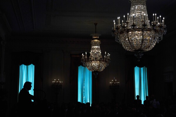 President Donald Trump speaks during an event to sign a bill blocking California's rule banning the sale of new gas-powered cars by 2035 in the East Room of the White House, Thursday, June 12, 2025, in Washington. (AP Photo/Evan Vucci)