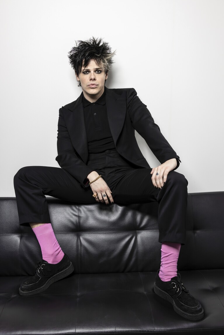 Yungblud poses for portrait photographs in London, Tuesday, March 19, 2024. (Photo by Vianney Le Caer/Invision/AP)
