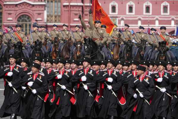 Russian servicemen attend the Victory Day military parade in Moscow, Russia, Friday, May 9, 2025, during celebrations of the 80th anniversary of the Soviet Union's victory over Nazi Germany during the World War II. (AP Photo/Alexander Zemlianichenko)
