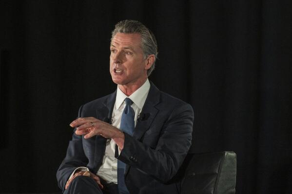 California Gov. Gavin Newsom speaks at the California Economic Summit in Monterey, Calif., Tuesday, Nov. 9, 2021. (AP Photo/Nic Coury)
