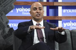 FILE - Minneapolis Federal Reserve president Neel Kashkari speaks the Yahoo Finance All Markets Summit on Thursday, Oct. 10, 2019, in New York. The solid U.S. jobs report for October underscores why the Federal Reserve needs to keep raising interest rates higher than it had previously forecast to control inflation, Kashkari said Friday, Nov. 4, 2022.(Photo by Evan Agostini/Invision/AP, File)