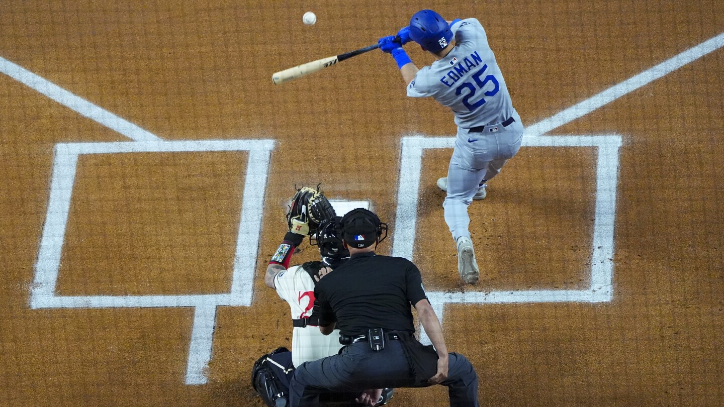Edman hits leadoff HR filling in for Ohtani and Yamamoto strikes out 10 as Dodgers beat Texas 3-0
