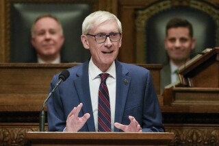 Wisconsin Gov. Tony Evers gives his annual State of the State address Tuesday, Jan. 23, 2024, in Madison, Wis. (AP Photo/Morry Gash)