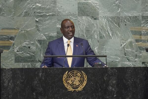 President of Kenya William Samoei Ruto addresses the 77th session of the United Nations General Assembly, Wednesday, Sept. 21, 2022 at U.N. headquarters. (AP Photo/Mary Altaffer)