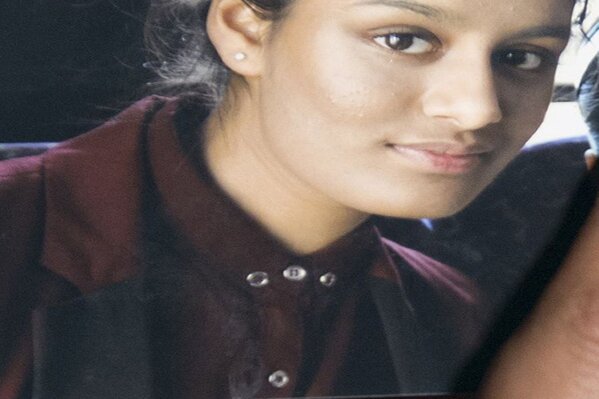 This undated photo shows Shamima Begum, one of three east London schoolgirls who traveled to Syria in 2015 to join the Islamic State group. Shamima Begum won the right Thursday July 16, 2020 to return to Britain to fight for the restoration of her citizenship, which was revoked on national security grounds. (PA via AP)